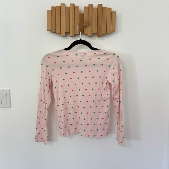 GAP Girls Pink Long sleeve Tee with Pink and Green Dots, Size XL - Picture 2 of 4